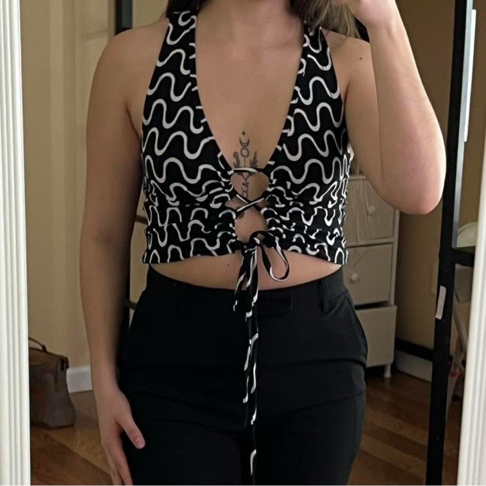 Black and White Halter Top
